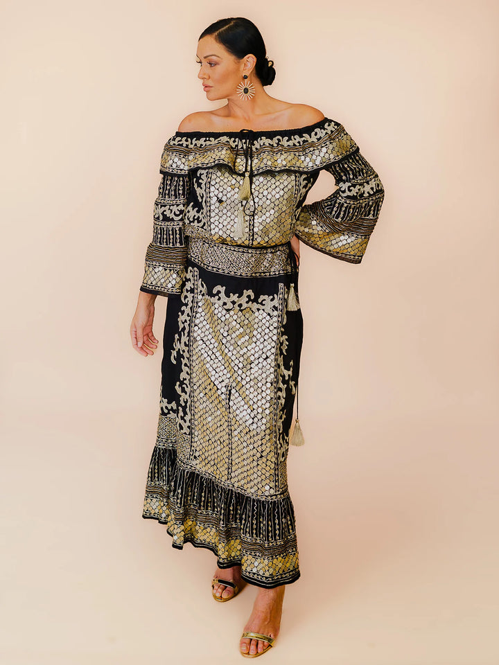 Kali Embellished Off Shoulder Top - Black
