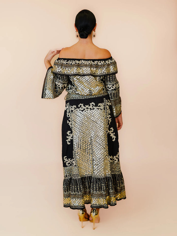 Kali Embellished Off Shoulder Top - Black