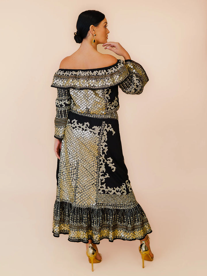 Kali Embellished Off Shoulder Top - Black