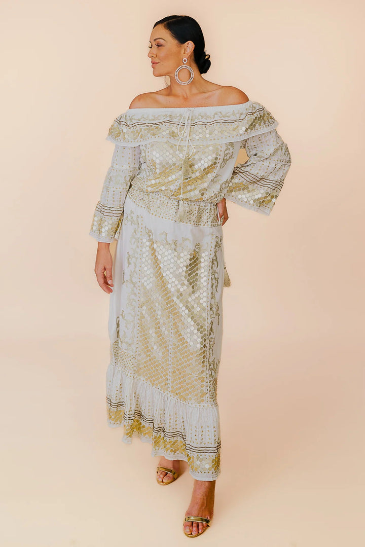 Kali Embellished Off Shoulder Top - Ivory