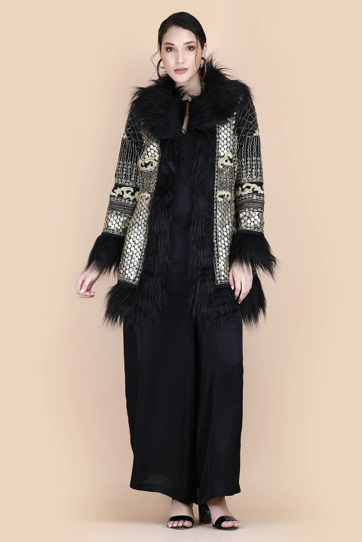 Kali Embellished Short Coat - Black
