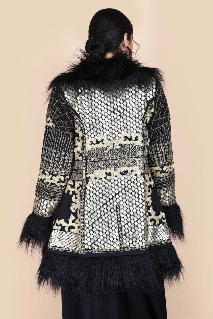 Kali Embellished Short Coat - Black