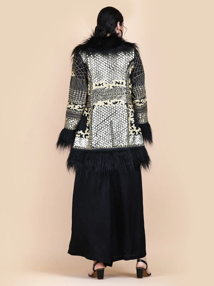 Kali Embellished Short Coat - Black