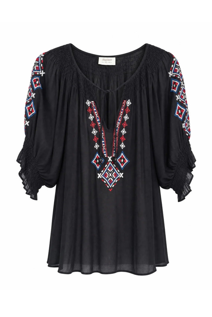 Paxton Embroidered Blouse - Black