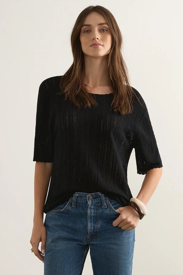 Callen Knit Tee - Black