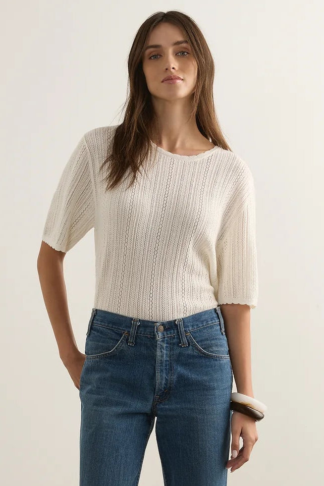 Callen Knit Tee - White