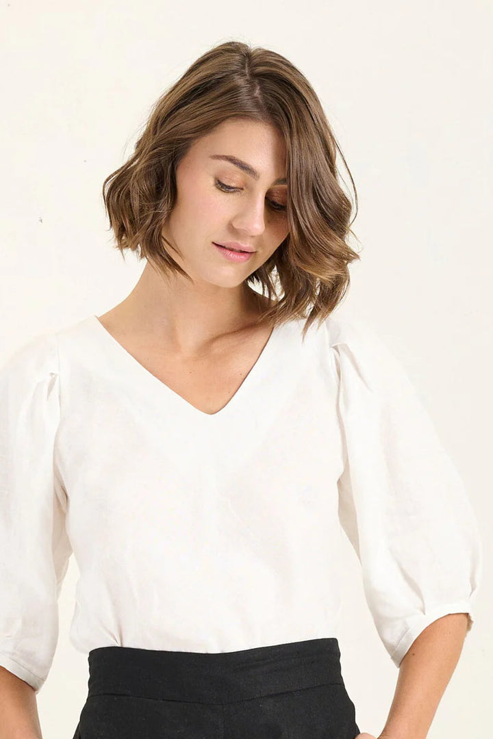 Balloon Sleeve Top - Ivory