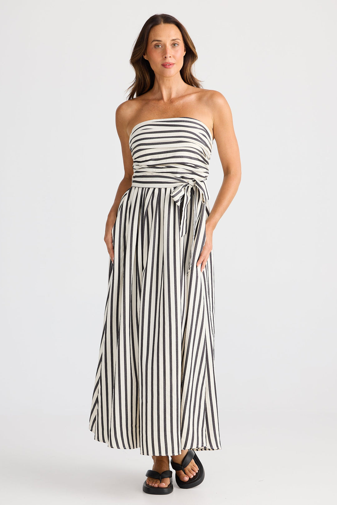 Brave & True Avalon Dress Black Stripe