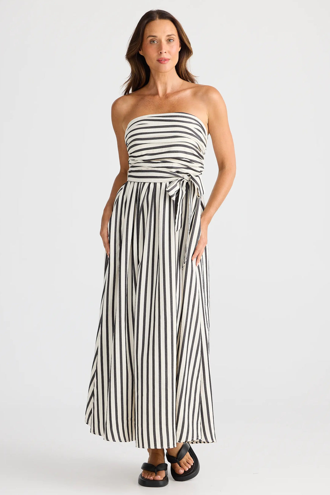 Brave & True Avalon Dress Black Stripe