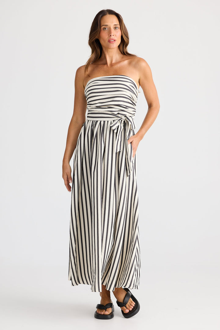 Brave & True Avalon Dress Black Stripe