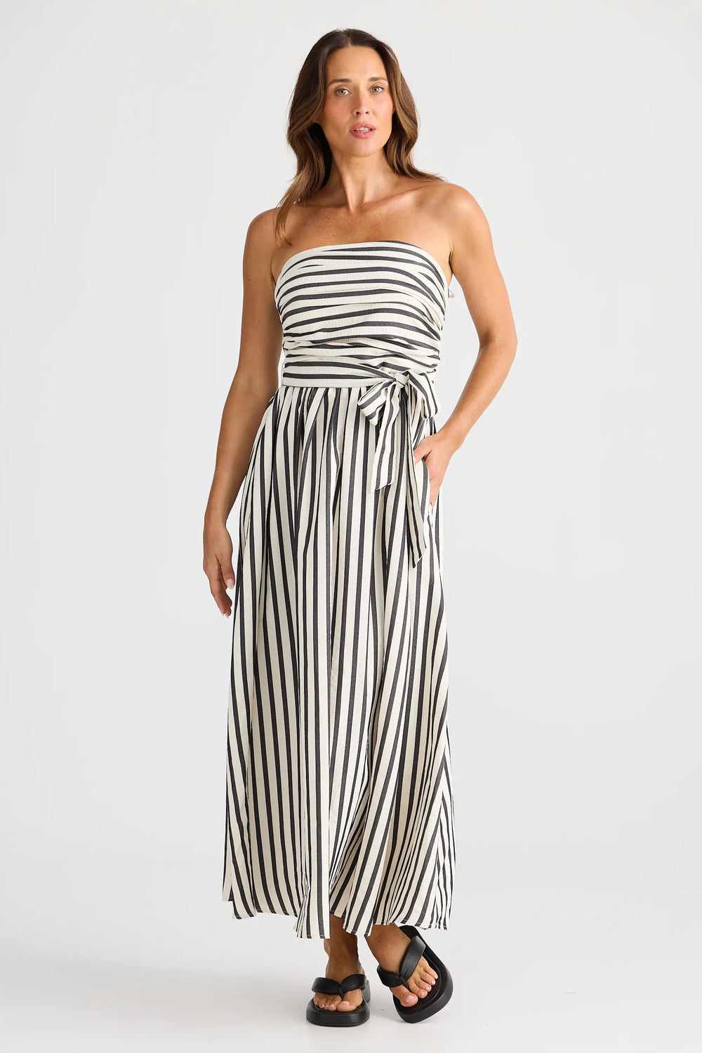 Brave & True Avalon Dress Black Stripe