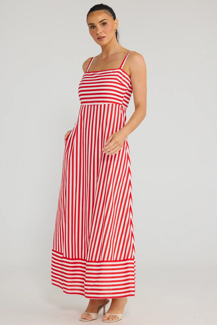 Grace Dress - Cherry Stripe