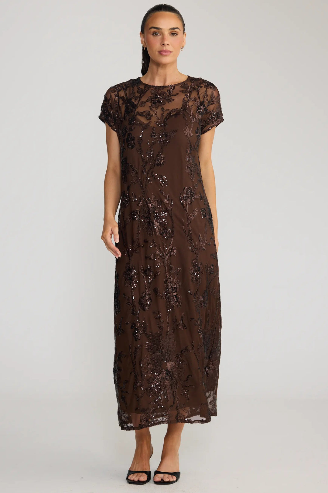 Lavish Sequin Dress - Choc Floral