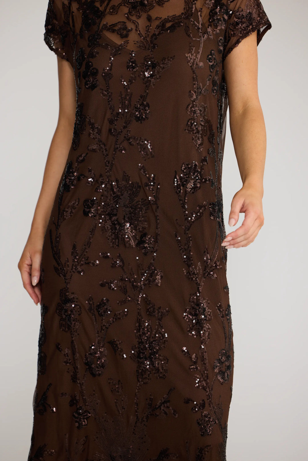 Lavish Sequin Dress - Choc Floral