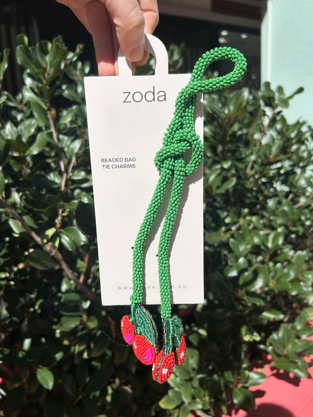 Beaded Bag Charm - Cherry
