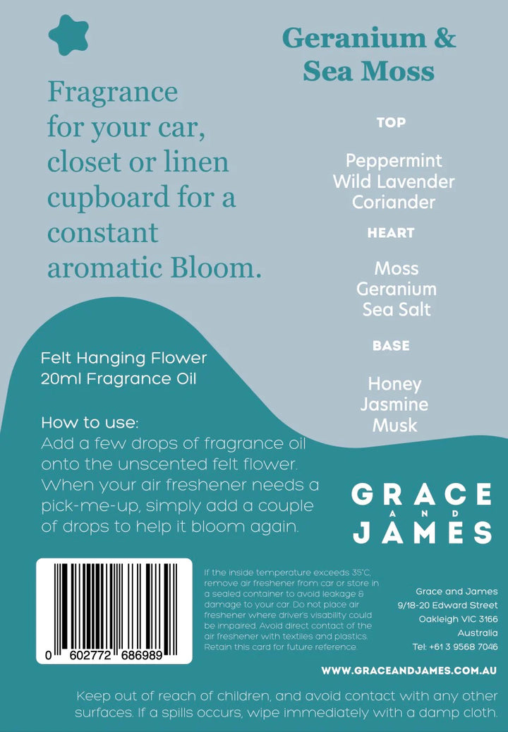 Felt Air Freshener Refill - Geranium & Sea Moss