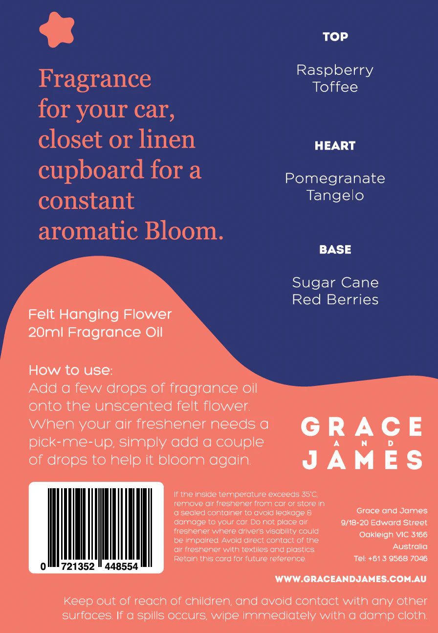 Felt Air Freshener Refill - Raspberry & Pomegranate