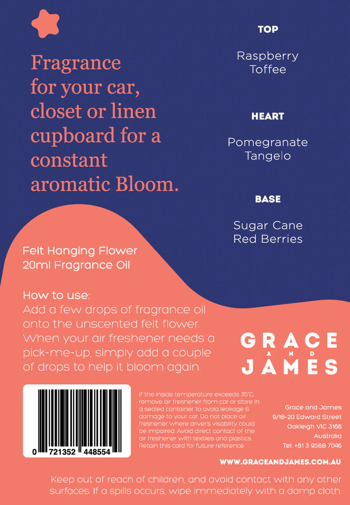 Felt Air Freshener Refill - Raspberry & Pomegranate