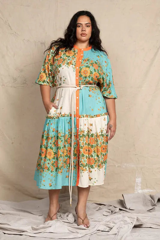 Poseidon Ruffle Midi Dress - Spliced