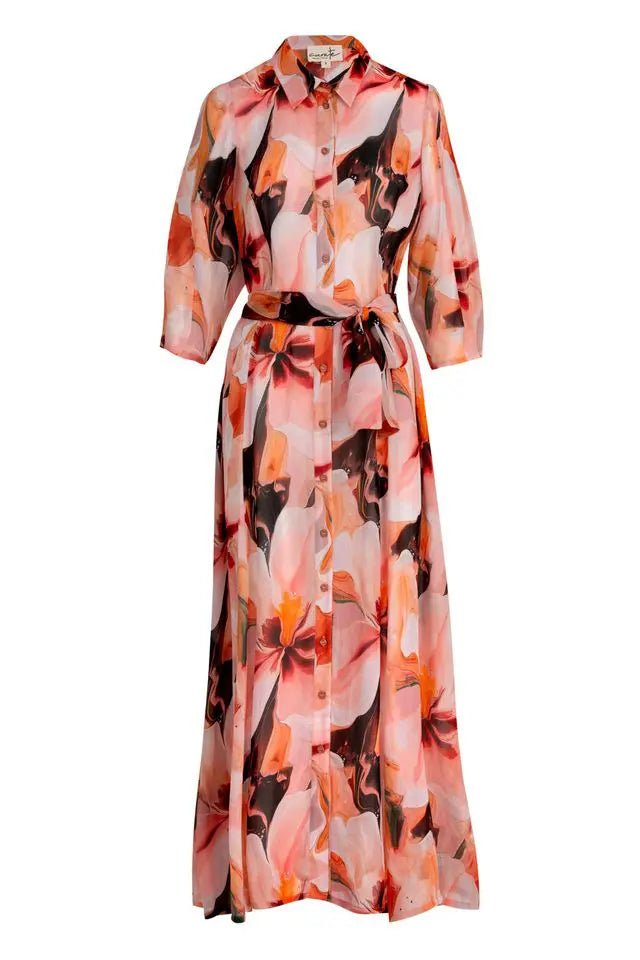 Floral patterned dress on a white background