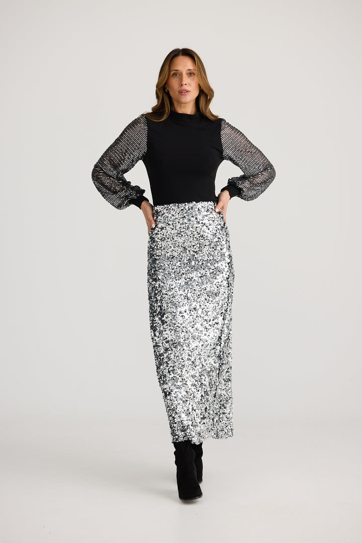 Paris Skirt - Silver Sequin