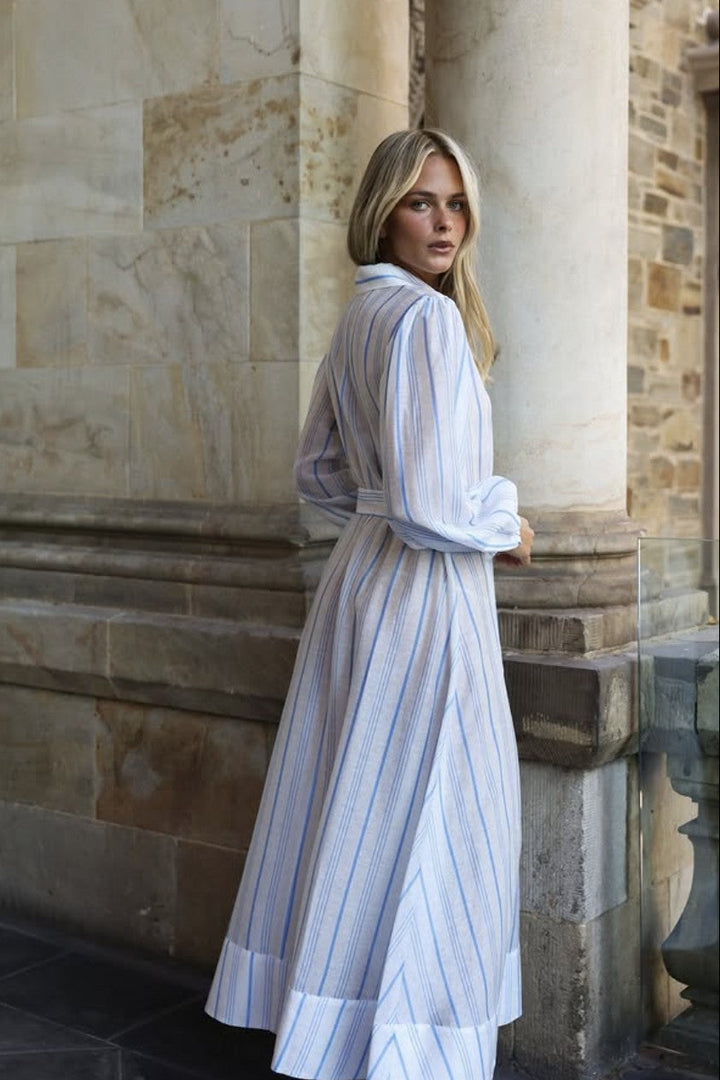 Briar Dress - Sky Antique Stripe