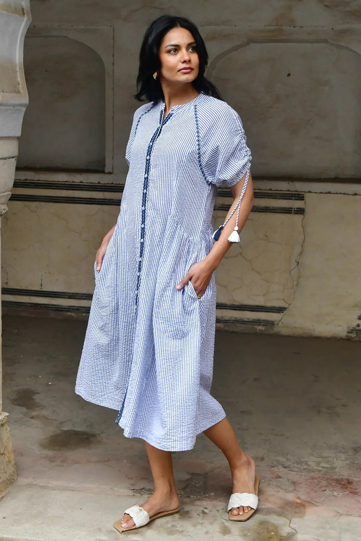 Azure & Indigo Capri Midi Blue