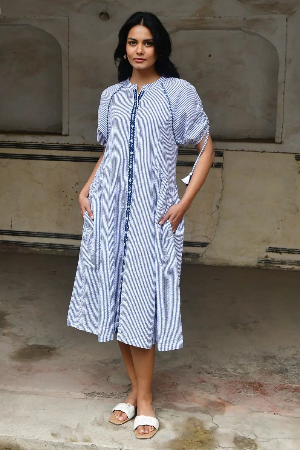 Azure & Indigo Capri Midi Blue