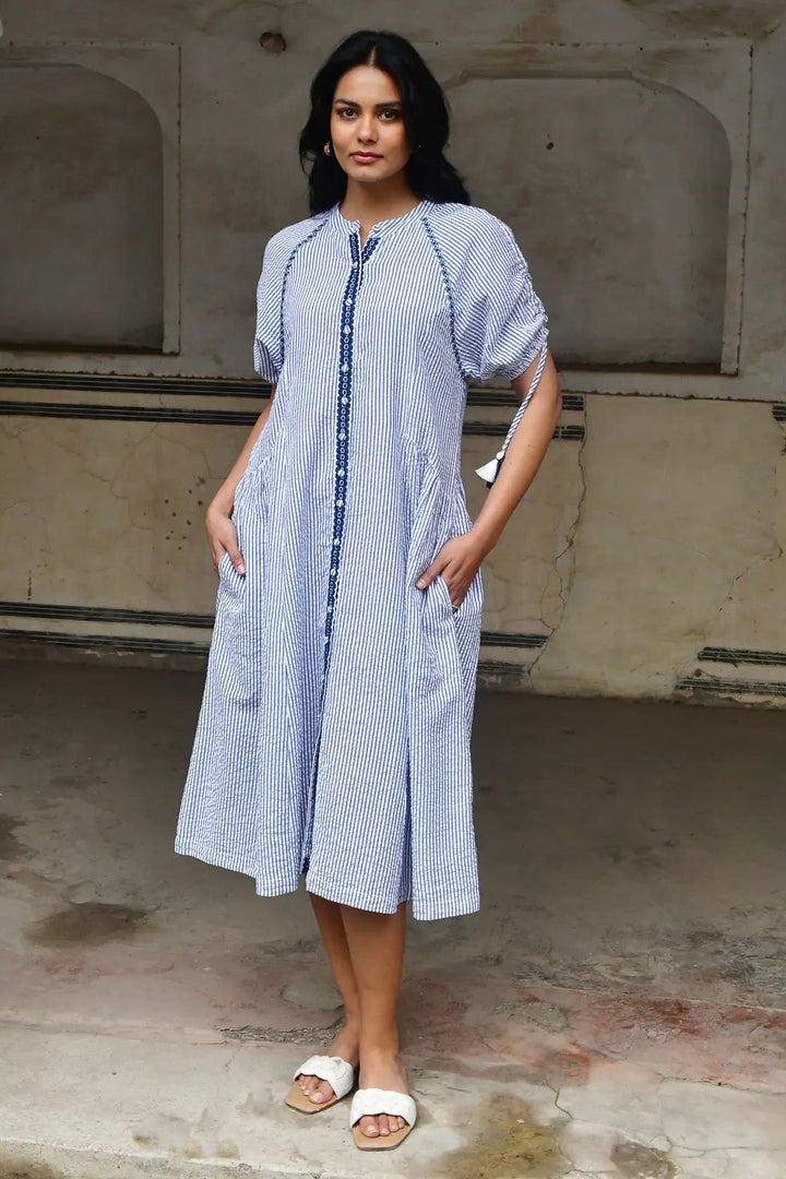 Azure & Indigo Capri Midi Blue