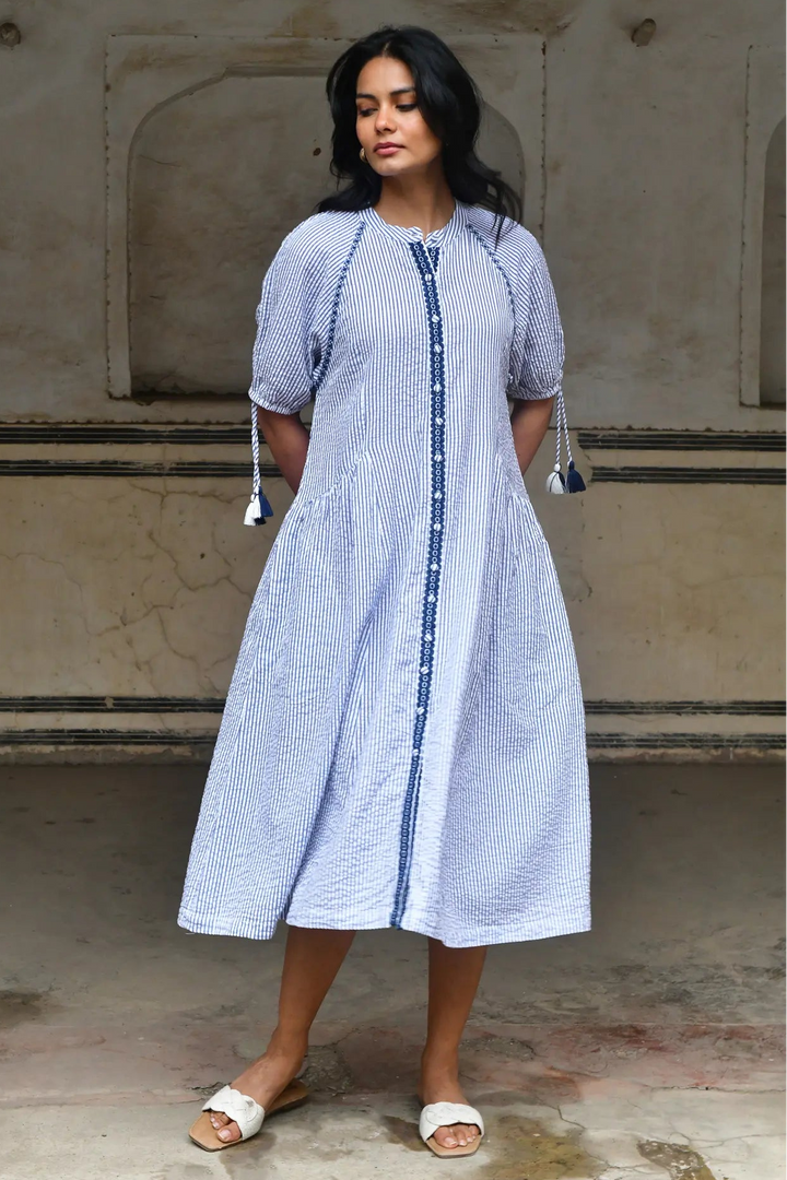 Azure & Indigo Capri Midi Blue