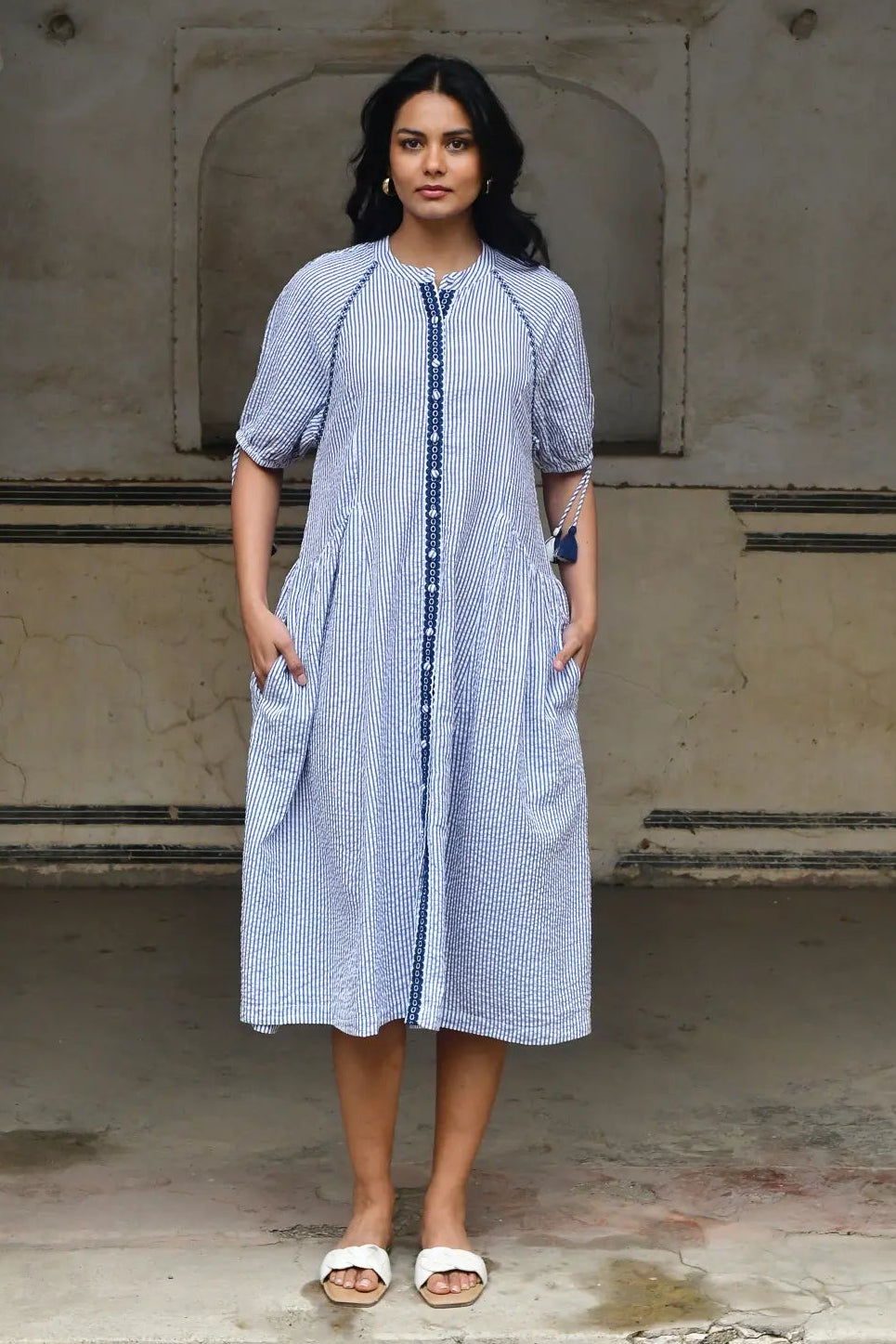 Azure & Indigo Capri Midi Blue