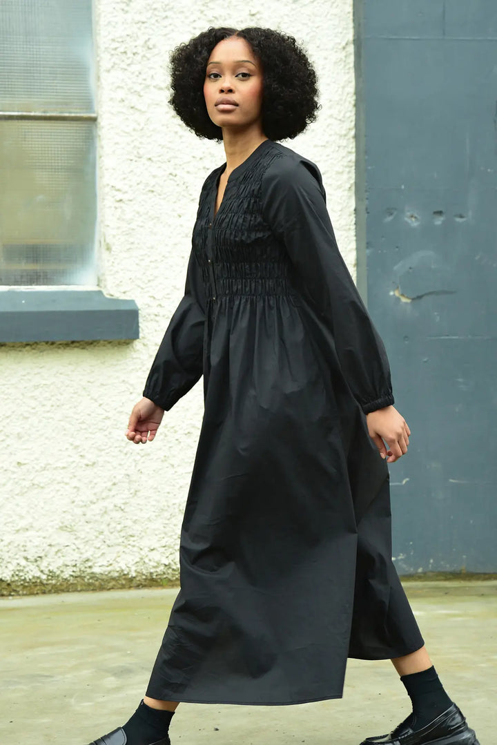 Shirred Space Dress - Black