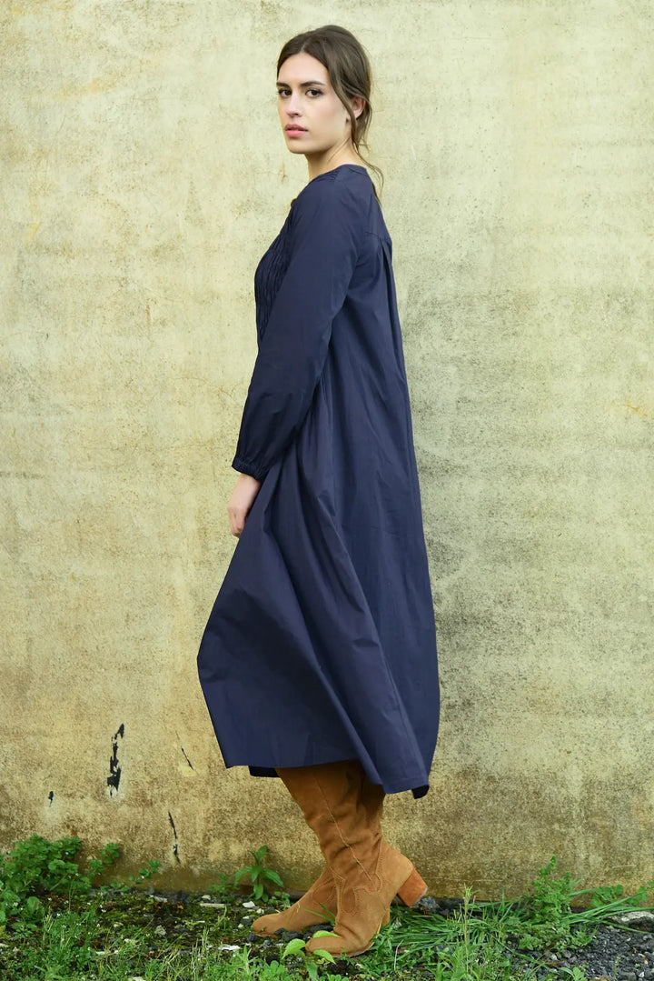 Shirred Space Dress - Navy