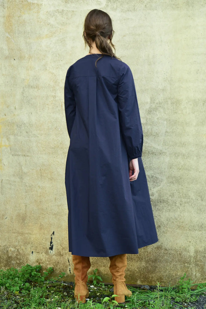 Shirred Space Dress - Navy