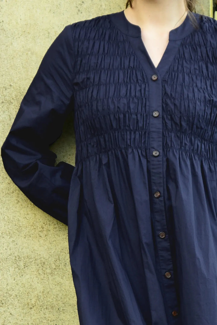 Shirred Space Dress - Navy