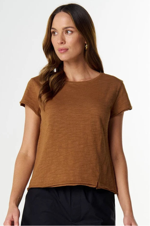 Front Split Cotton Tee - Fox