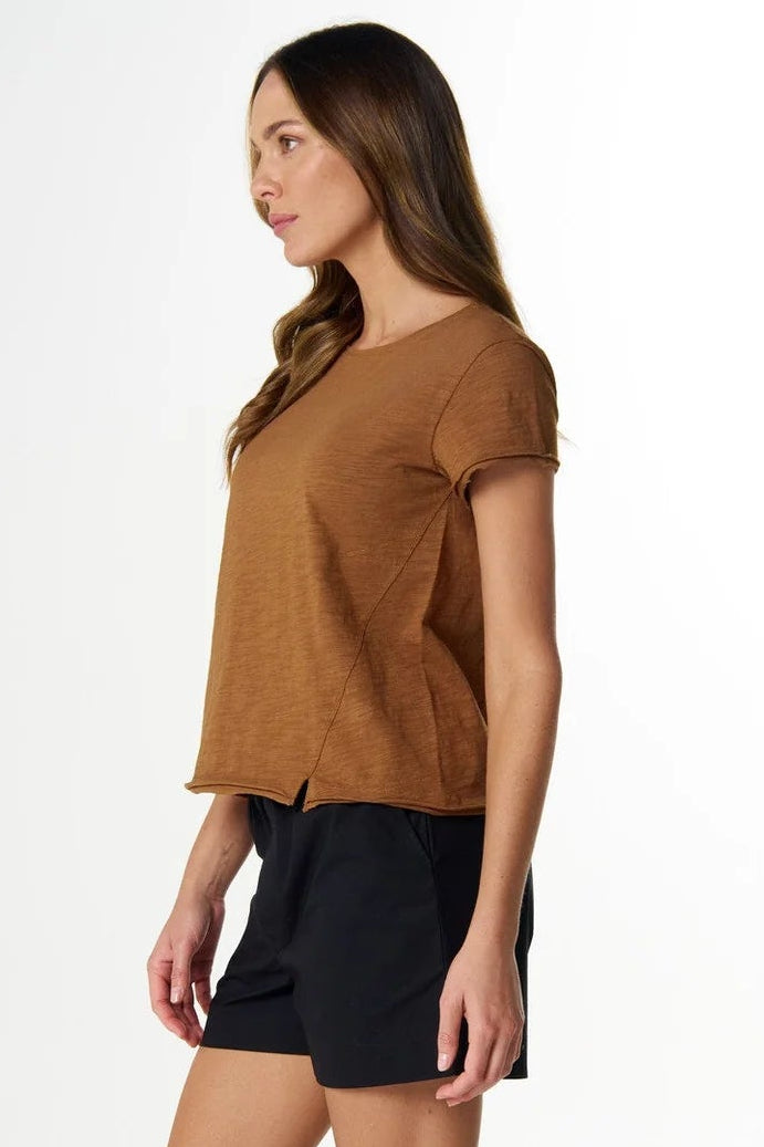 Front Split Cotton Tee - Fox