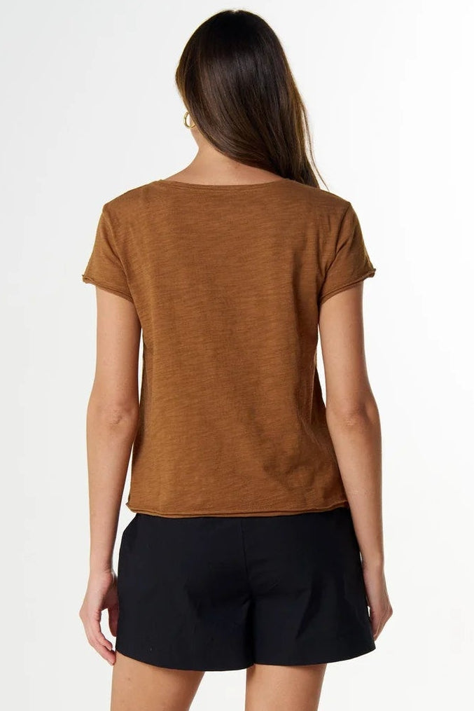 Front Split Cotton Tee - Fox