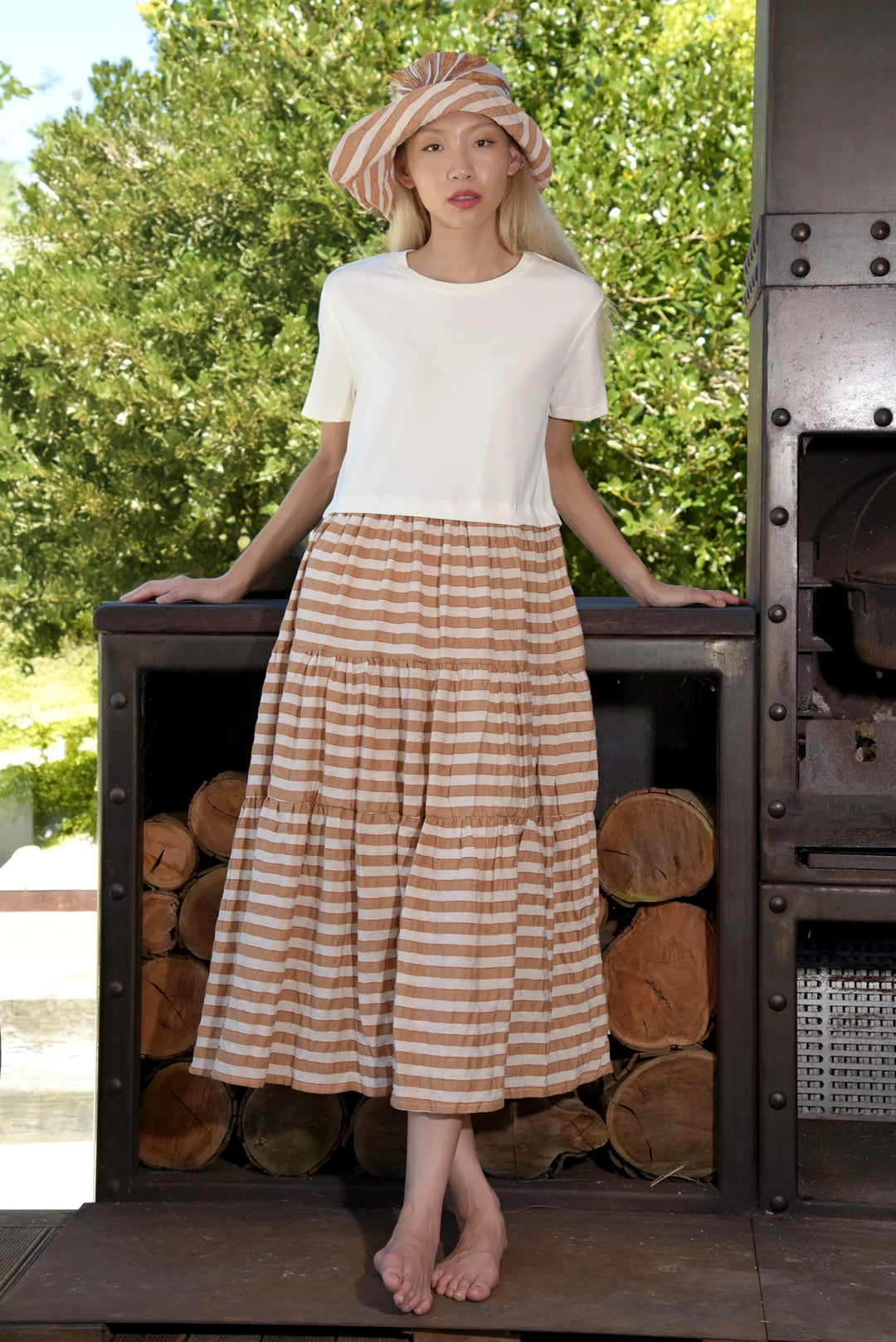 Take A Twirl Dress - Coffee Stripe