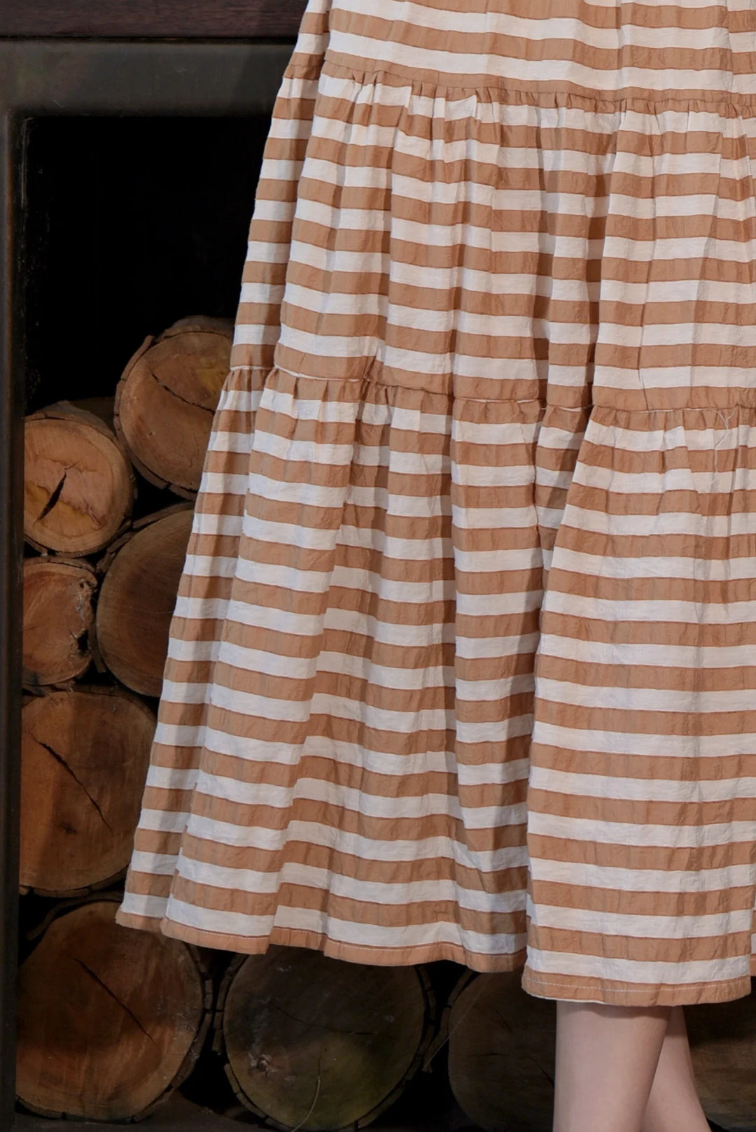Take A Twirl Dress - Coffee Stripe