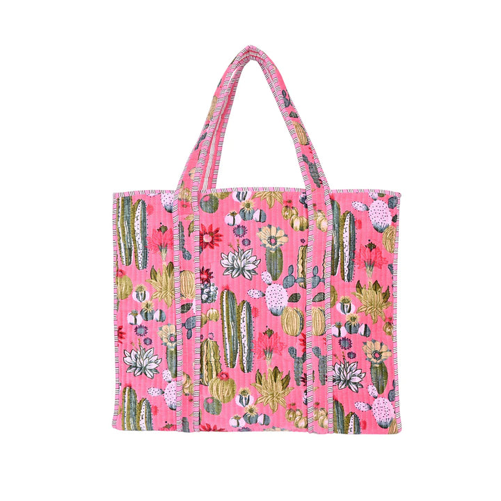 Cactus Velvet Tote - Pink