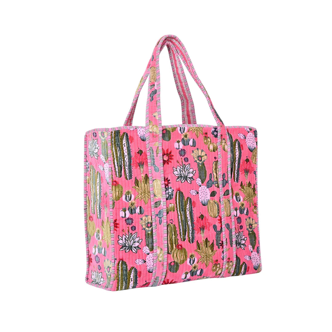 Cactus Velvet Tote - Pink