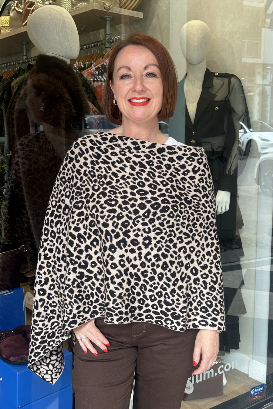 Cashmere Topper - Leopard Biscotti & Ebony