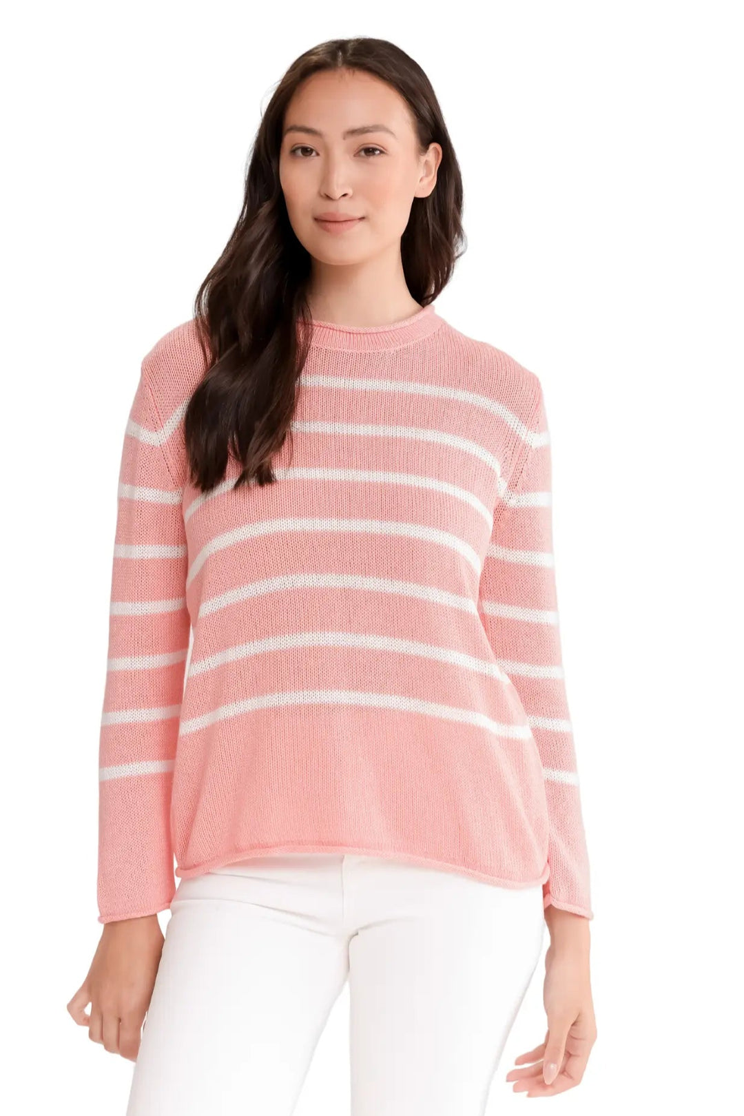 Esperance & Co Charlotte Cotton Cashmere Crew Knit Guava