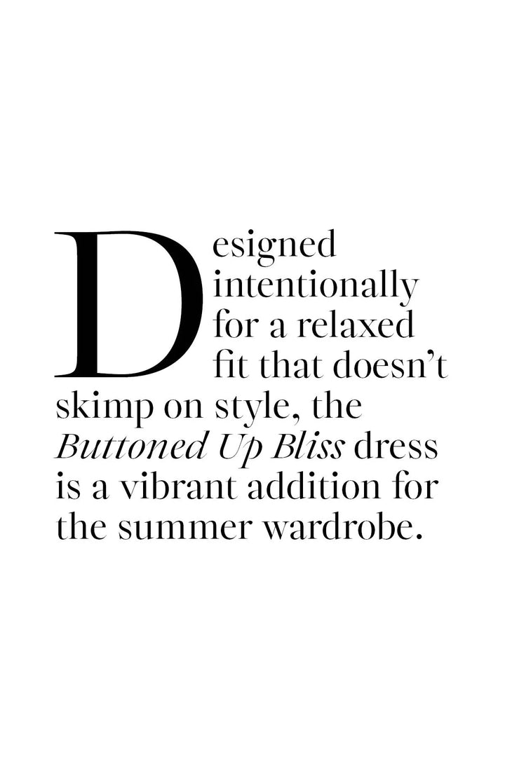 Buttoned Up Bliss Dress - Blue Aloha