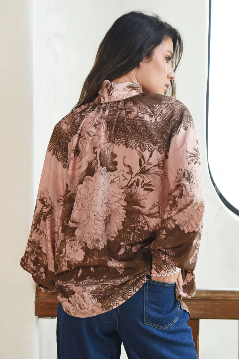 High Society Blouse - Pink/Brown