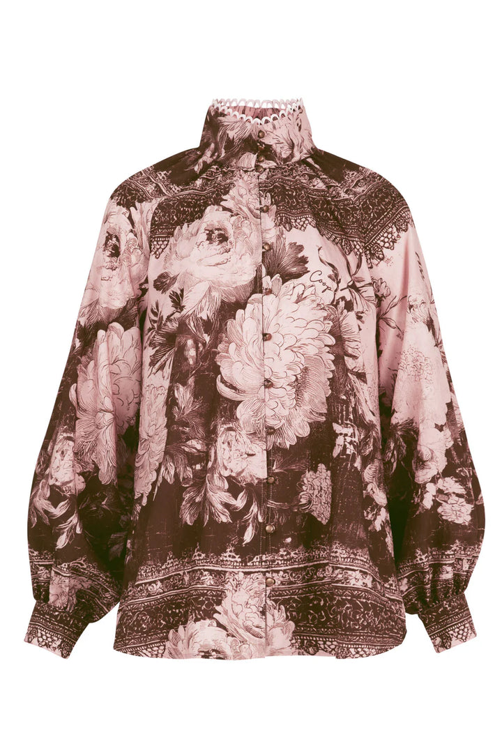 High Society Blouse - Pink/Brown