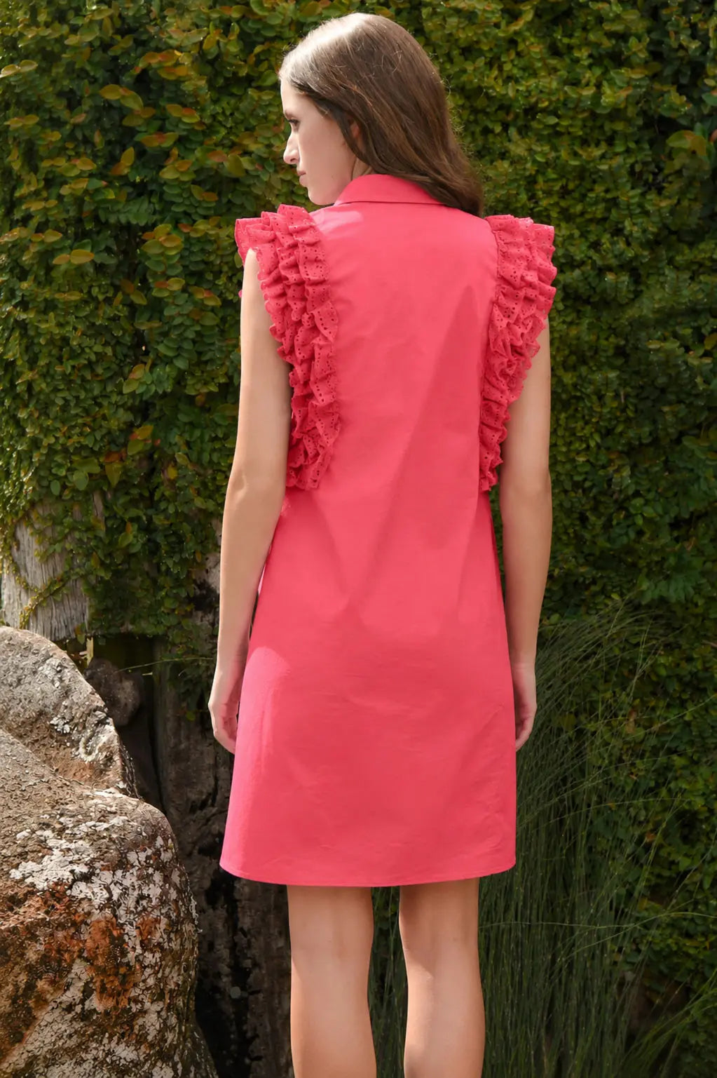 Ruffle Around the Edges Dress - Coral