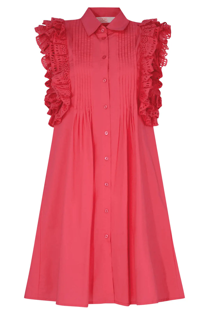 Ruffle Around the Edges Dress - Coral