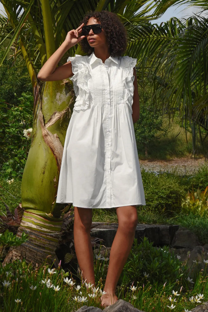 Ruffle Around the Edges Dress - White